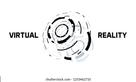 3D Futuristic Technology Elements Design. Landing Page, Big Data, Virtual Reality, Artificial Intelligence, Hologram Screen, Science Fiction, Security System. Vector EPS 10 Illustration