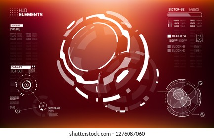 3D Futuristic Technology HUD Interface Elements Set. Big Data, Virtual Reality, Artificial Intelligence, Hologram Screen, Science Fiction, Security System. Vector EPS 10 Illustration