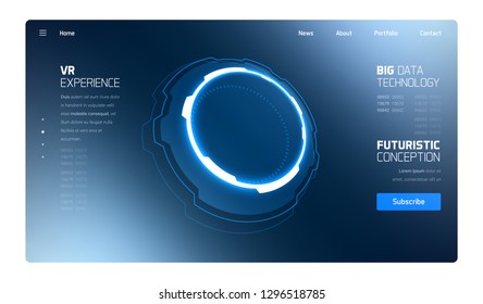 3D Futuristic Technology HUD Interface Elements Set. Big Data, Virtual Reality, Artificial Intelligence, Hologram Screen, Science Fiction, Security System. Vector EPS 10 Illustration