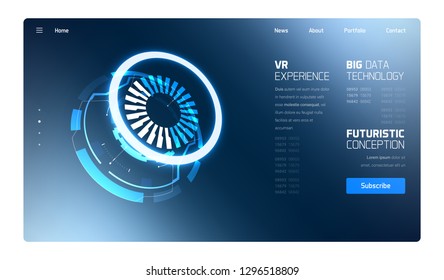 3D Futuristic Technology HUD Interface Elements Set. Big Data, Virtual Reality, Artificial Intelligence, Hologram Screen, Science Fiction, Security System. Vector EPS 10 Illustration