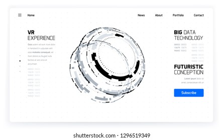 3D Futuristic Technology HUD Interface Elements Set. Big Data, Virtual Reality, Artificial Intelligence, Hologram Screen, Science Fiction, Security System. Vector EPS 10 Illustration