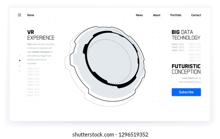 3D Futuristic Technology HUD Interface Elements Set. Big Data, Virtual Reality, Artificial Intelligence, Hologram Screen, Science Fiction, Security System. Vector EPS 10 Illustration