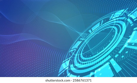 3D Futuristic Technology HUD Interface Elements Connection. Big Data, Virtual Reality, Artificial Intelligence, Hologram Screen, Science Fiction, Security System. Illustration background