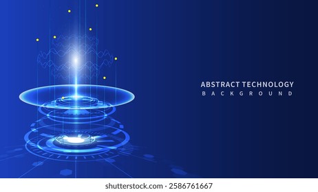 3D Futuristic Technology HUD Interface Elements with resonance effect. Big Data, Virtual Reality, Artificial Intelligence, Hologram Screen, Science Fiction, Security System. Illustration background