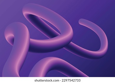 3D Futuristic Twisted Background. 3D Purple Colorful Gradient Twisted Liquid Line Shapes Abstract Background.