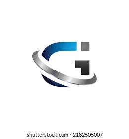 3d G, curve rounded logo, gradient vibrant colorful glossy colors on black background. Abstract Vector Design Element - Metal G sphere logo template on black background