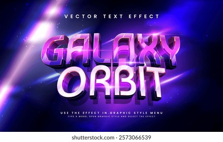 3d galaxy orbit editable vector text effect, with elegant purple concept