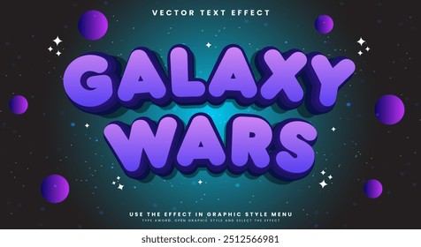 3d Galaxy War Desenho Animado Editável Modelo de Efeito de Texto com Espaço de Fundo