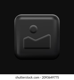 3D Gallery Icon. Black Isolated App Button. Vector illustration