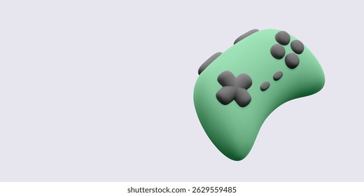 3d Game Controller With Rounded Buttons In Soft Green And Black Colors. Perfect For Entertainment, Gaming, Or App Icon Concepts. Vector Illustration.