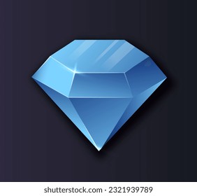 concepto de icono de diamante de juego 3D. Joya y tesoro. Dinero en el menú o configuración del juego. Lujo y riqueza. Plantilla, disposición y burla. Isometric vectorial ilustración aislada en fondo oscuro