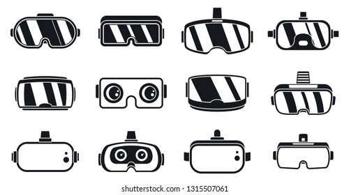 3d game goggles icons set. Simple set of 3d game goggles vector icons for web design on white background