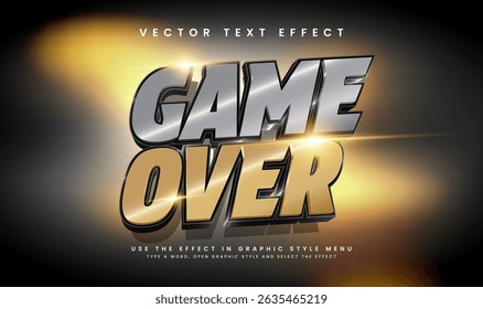 Efeito de texto vetor editável do jogo 3d, adequado para o tema de prata do jogo