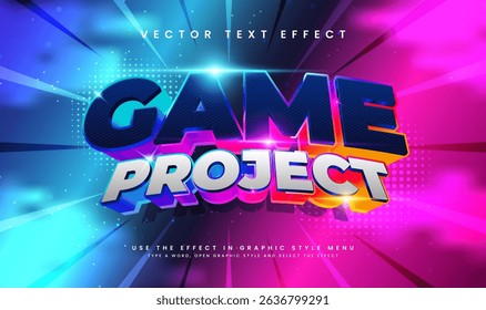 3d Game Project, Editable Vector Text Effect. Suitable for Modern Technology Event.