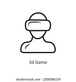 Ilustración de diseño de iconos del contorno vectorial de juego 3d. Símbolo de juego en el fondo blanco Archivo EPS 10