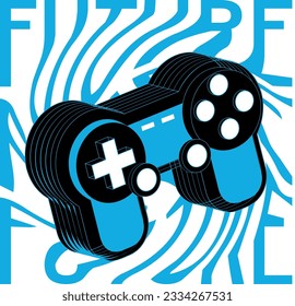 3D Gamer print . Vector joysticks gamepad illustration with slogan texts, for t-shirt prints and other uses.