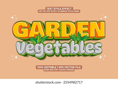 3d Garden Vegetables Cartoon Editable Text Effect