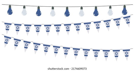 3D Garlands of Israel on a white background
