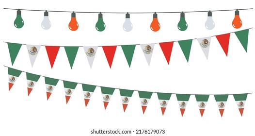 3D Garlands of Mexico on a white background