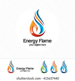 3D Gas Logo Design Vector , Flame Illustration On White Background.