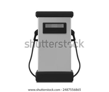 3d gas station for car refuel with pump vector. Gasoline service for vehicle realistic element for business. Benzine fill machine with pipe front view. Diesel dispenser for consumption template
