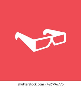 3d Gasses Flat Icon On Red Background
