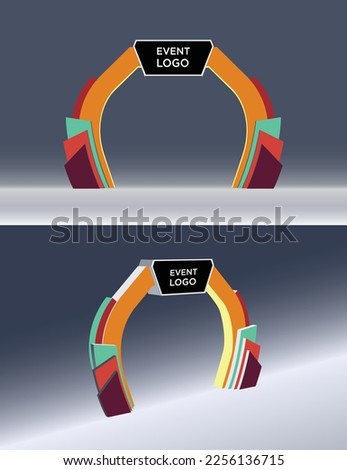 3d gate design event  entrance with editable color pattern for logo and title. Vector illustration