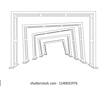 3d gate entrance abstract style with lighted for exhibition. Vector editable.