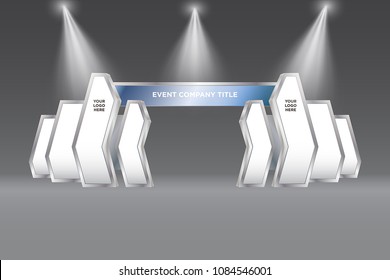 3d gate entrance digital abstract style with spotlight logo. Vector editable.