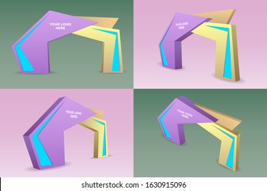 3d gate entrance digital abstract style with blank space. for event exhibition. Vector editable isolated.