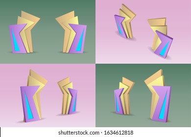 3d gate entrance digital abstract style with blank space logo company for event exhibition. Vector editable isolated.