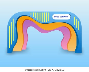 3d entrada tecnología digital de entrada de entrada colorida decoración de estilo con logotipo de espacio en blanco para la exposición de eventos. Coloración de dibujo de esbozo aislado modificable por vectores.