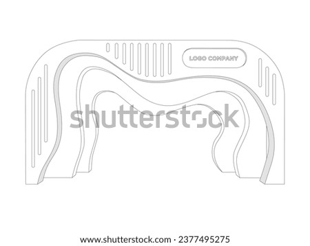 3d gate entrance digital technology style decoration with blank space logo company for event exhibition. Vector editable isolated sketch outline drawing coloring.