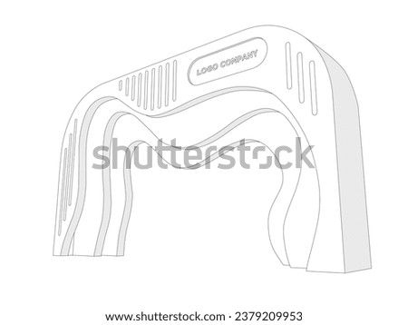 3d gate entrance digital technology style decoration with blank space logo company for event exhibition. Vector editable isolated sketch outline drawing coloring.