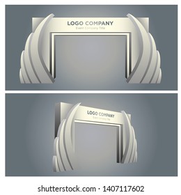 3d gate entrance event exhibition with blank space for logo company and title. Vector editable isolated.