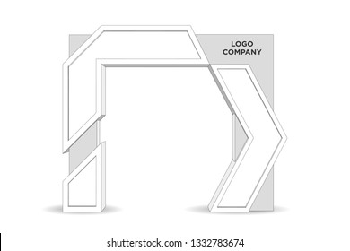3d gate entrance exhibition digital technology style with blank space for logo company. Vector editable sketch outline drawing coloring isolated.