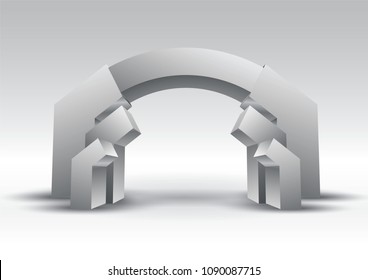 3d gate entrance exhibition vector editable with modern style on isolated background