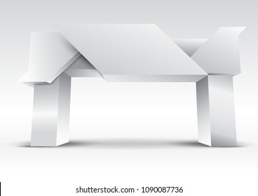 3d gate entrance exhibition vector editable with modern style on isolated background