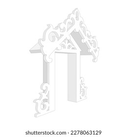 3d gate entrance ornament floral texture decoration single access for event meeting seminar exhibition. Vector editable isolated sketch outline drawing coloring.