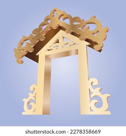3d gate entrance ornament floral texture decoration single access for event meeting seminar exhibition. Vector editable isolated.