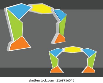 3d gate entrance perspective view with blank space logo company for event exhibition. Vector editable isolated.