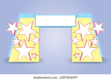 3d  gate entrance single access star decoration with blank space logo company for event exhibition. Vector editable isolated.