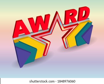 3d gate entrance star element decoration with text award for event exhibition. Vector editable isolated.