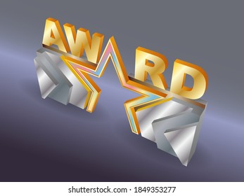 3d gate entrance star element decoration with text award for event exhibition. Vector editable isolated.