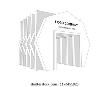 3d gate exhibition abstract style with blank space for logo company. Vector sketch outline drawing editable.