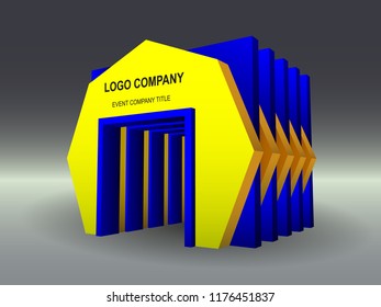 3d gate exhibition abstract style with blank space for logo company. Vector editable.