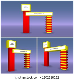 3d gate exhibition abstract style. Vector editable.