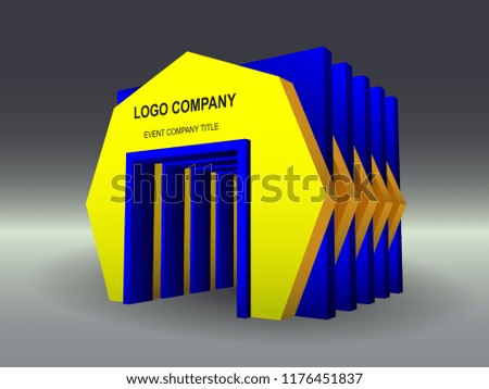 3d gate exhibition abstract style with blank space for logo company. Vector editable.
