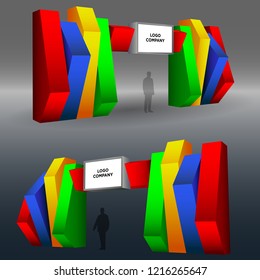 3d gate exhibition with blank space for logo company. Vector editable.