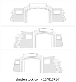 3d gate exhibition with blank space for logo company. Vector sketch outline editable.